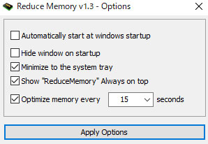 Reduce Memory　Options